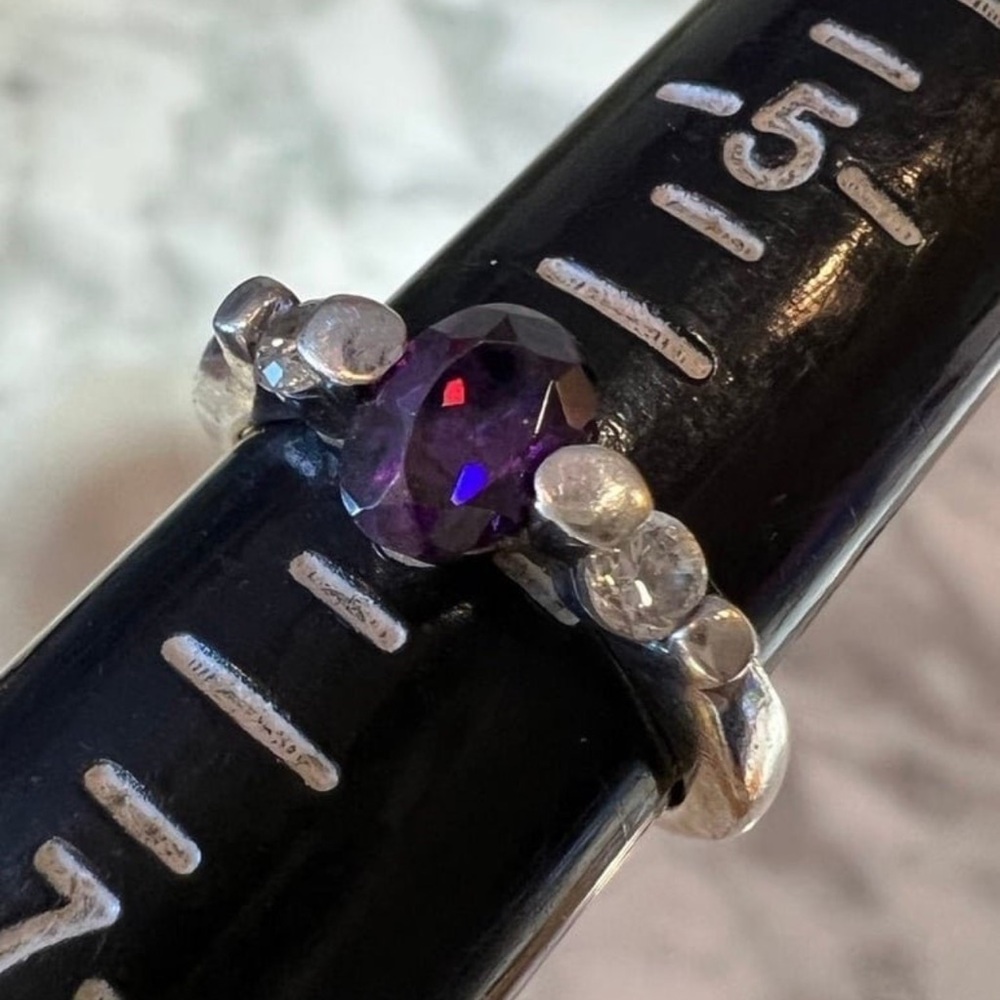 Vintage Handmade Amethyst Ring Solid 925 Sterling… - image 5